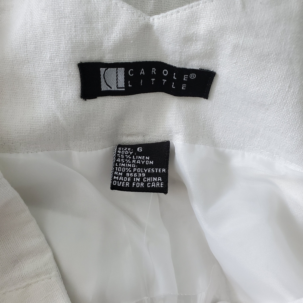 Carole Little White Linen Blend Long Pants - Picture 4 of 4